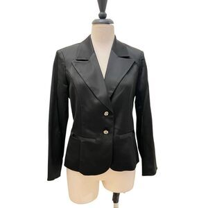 Cache Women's Single Breasted Satin Rhinestone Button Evening Jacket Black XS